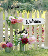 Metal Letters Garden Stakes Yard Art Word Sign Lawn Decoration Indoor Outdoor Plant Pot Decor Decorative Stick for Patio Pathway Flower Bed (home family welcome)