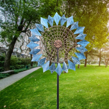 MUMTOP Wind Spinners Extra Large - 74 Inch 360 Degrees Swivel Azure Wind Sculpture Kinetic Windmill with Stake for Garden Yard Patio Lawn