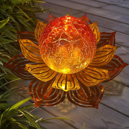 MLKNK Lotus Flower Lamp Solar Garden Lights Yard Art Gardening Gifts for Women Waterproof Led Metal Flower Lights for Patio Porch Pathway Lawn Pond Outdoor Decorations