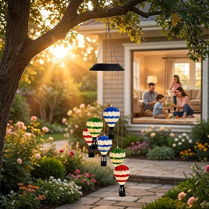 Hot Air Balloon Solar Light Waterproof,Solar-Powered Wind Chimes for Garden,Hot Air Balloon Solars Lights Outdoor,Hanging Camping Lantern for Patio,Backyard,Lawn,Porch,Garden