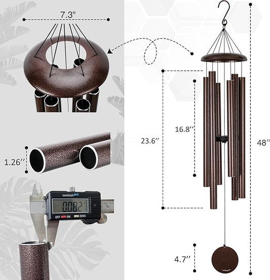 Vanquer Large Wind Chimes for Outside Deep Tone - 48'' Wind Chimes Outdoor Clearance, Deep Tone, Memorial, Sympathy Gift, Garden Patio, Home Décor, Bronze