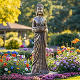 42" Extra-Large Buddha Outdoor Statue, Tall Zen Meditative Buddha Figures, Durable Weatherproof MGO Sculpture for Garden, Patio, Yard, Porch or Indoor, Gold-Black Antique Finish Home Decor Gift