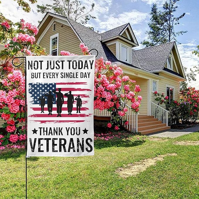 Thank You Veterans Garden Flags 12×18 Inch Double Sided Decorative Yard Banner Seasonal Flag for Outdoor Outside Decor