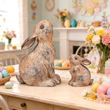 Resin Bunny Decor Rabbit Figurines, Easter Bunny Statue Set of 2 for Spring Tabletop Decor,Small Rabbit Statues for Home Decor
