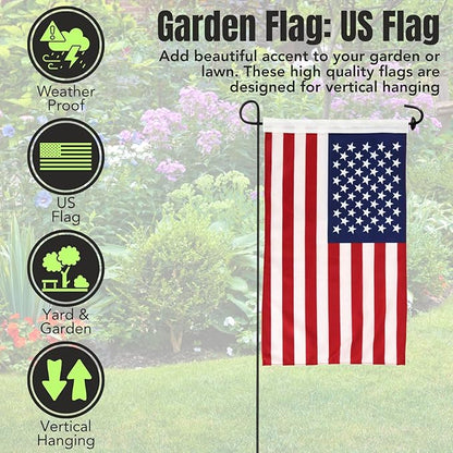 Iconikal 2-Pack Garden Yard Flag, USA American Flag, 12 x 18-Inch Landscaping Patriotic Decor Accent Banner Pennant