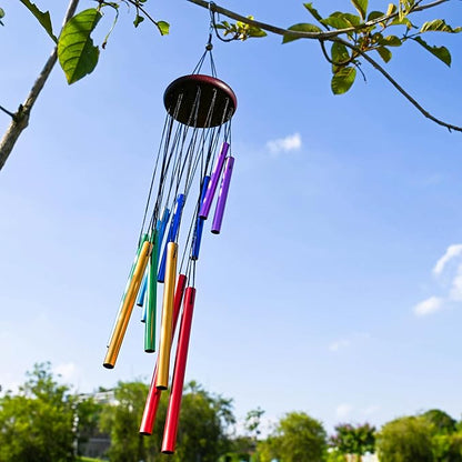 HOMEXUP Outdoor Colorful Wind Chimes for Outside with 12 Aluminum Tubes for Garden Patio Balcony and Home Decor（Color）