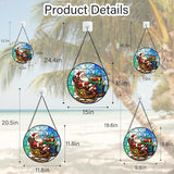DASTOLL Stained Glass Window Hanging - Santa Claus Gift BoxSuncatcher for Doors Home Christmas Decoration Winter Sun Catcher Thanksgiving New Year Birthday Gift for Women Men Mom Nana 9.8 in
