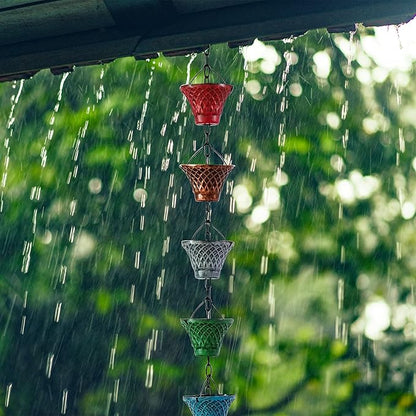 3FT Multicolor Bell Rain Chains for Gutter and Rain Barrel | Rust-Resistant Plated Garden Décor Rain Chain for Downspout | Rain Chain Extension 3 Ft (no Adapter)