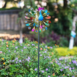 65 Inch Colorful Peacock Wind Spinner Outdoor, Two-Sided Windmill for Yard with Vibrant Front & Solid Blue Back, Large Metal Garden Wind Spinners and Statement Outdoor Garden Decor