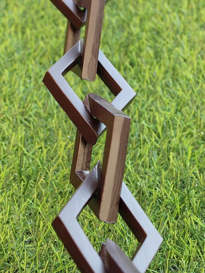 Diamond Links Rain Chain (Bronze Powder-Coat) with Installation Kit (12 Feet)