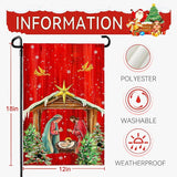 Xmas Poinsettia Garden Flag Holy Night Nativity Double Side Yard Flags Religious Christma Jesus Nativity Scene Decor House Banner for Winter Happy Holiday Outdoor Yard Decor 12 x 18 Inch