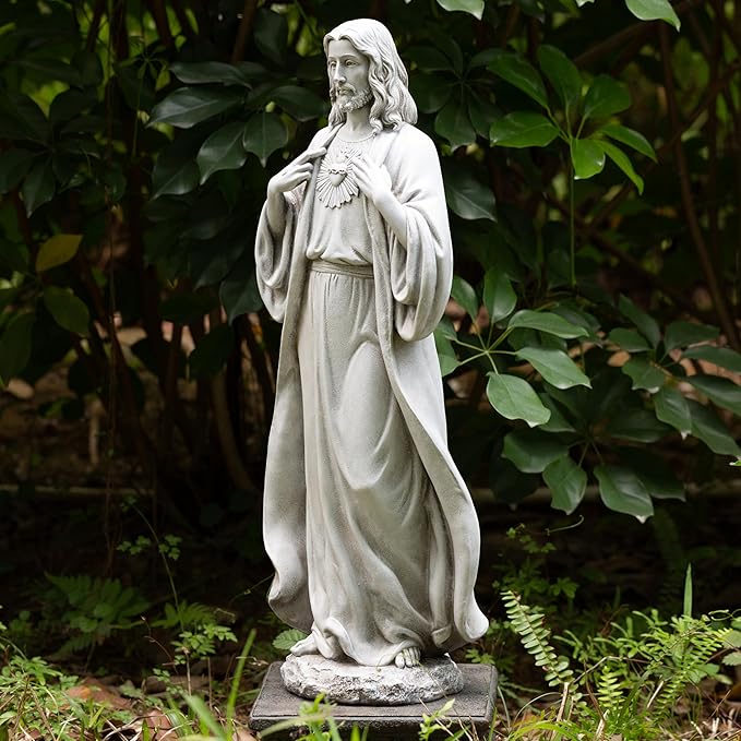 BC Catholic Sacred Heart of Jesus Statue, 24.5" H Large Jesus Christ Statue for Garden, Catholic Outdoor Statue for Yard Patio Lawn Hallway, Religious Gift, Handpainted by Buildclassic