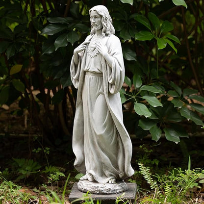 BC Catholic Sacred Heart of Jesus Statue, 24.5" H Large Jesus Christ Statue for Garden, Catholic Outdoor Statue for Yard Patio Lawn Hallway, Religious Gift, Handpainted by Buildclassic