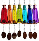 Blue Ridge Mountain Gifts Pyramid Bottle Wind Chime for Garden & Porch Decor w/Cooper Accent, Stained Wooden Ball, & Colorful Glass Bottles - Ideal for Wind Chime Lovers (Rainbow Set)