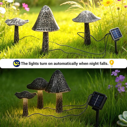 SRNPMIU Solar Lights Outdoor Decor, Solar Metal Mushroom Yard Decorations Outdoor, IP65 Waterproof Garden Decor, Gifts for Women Mom, for Yard Patio Lawn Pathway Landscape