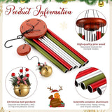 Roowest Christmas Large Aluminium Wind Chimes with Bell for Outdoor 37" Red Green and White Deep Tone Soothing Melodic Tones Wind Chimes for Outside Garden Patio Decor Gift for Mom Women Neighbors