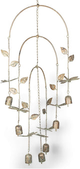 Napco Dragonfly Leaf Green 34 x 14 inch Metal Decorative Garden Bell Wind Chimes