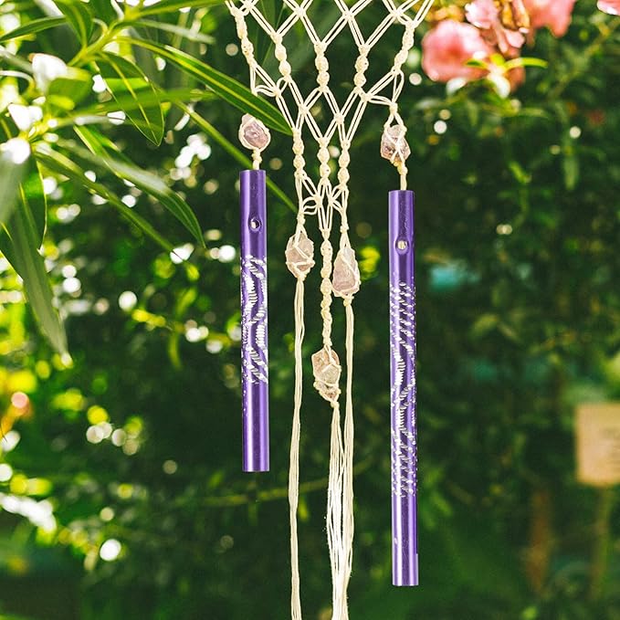 EXCEART Wind Chime Tubes Metal DIY Wind Chime Supplies 24Pcs Pre-Drilled Metal Tubes for Outdoor Garden Decor Craft Making 4.72X0.39In