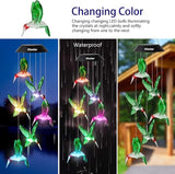 Hummingbird Solar Wind Chimes Outdoor Color Changing LED Solar Chimes Light Birthday Gifts for Women Garden Gifts for Mom Grandma Mothers Day Memorial Wind Chimes