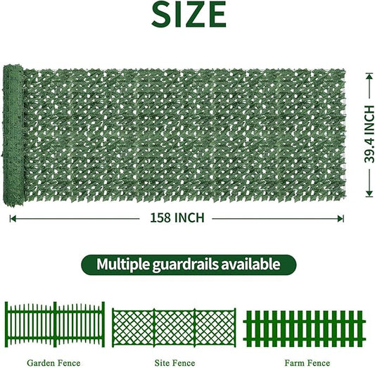 Artificial Ivy Privacy Fence Screen,39.4"x158" UV-Anti Fake Leaves Plant Vine,Privacy Hedges Wall for Indoor Outdoor Garden Backyard Decor