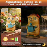 Garden Statues Hedgehog with Solar Moving LED Eyes Outdoor Animal Figurines Decorations for Patio Yard Lawn Ornaments Gifts for Birthday Easter Housewarming (Hedgehog)