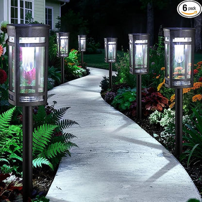Jyoiat 6 Pack Outdoor Solar Pathway Lights - Solar Landscape Lights Outdoor Walkway Solar Garden Lights for Lawn, Path, Yard Decor (Cool White)