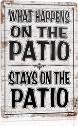 Funny Patio Signs Outdoor Patio Decor Backyard Bar Metal Signs For Outside Pool Tin Signs Patio Wall Decorations Outdoor Porch Accessories What Happens On The Patio Stay On The Patio Sign 8x12 Inches