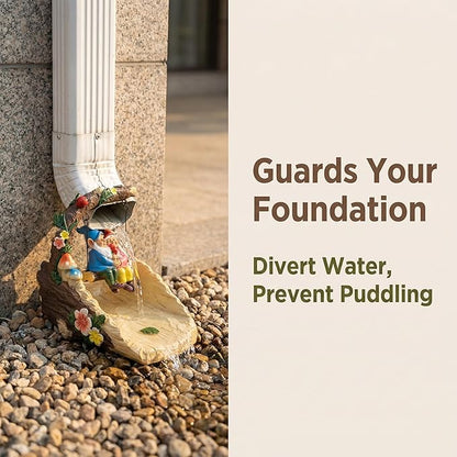 Gnome On The Swing Gutter Downspout Extension Decoration,Rain Downspout Diverter Garden Statue,Decorative Gutter Extension,Downspout Splash Block,Animal Resin Statue Outdoor Décor