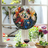 Butterfly Girl Fairy Suncatcher Acrylic Flower Fairy Window Hanging Stained Sun Catchers Indoor Window Decor with Chain Home Garden Decoration 7.8 inch YKA188 (B)