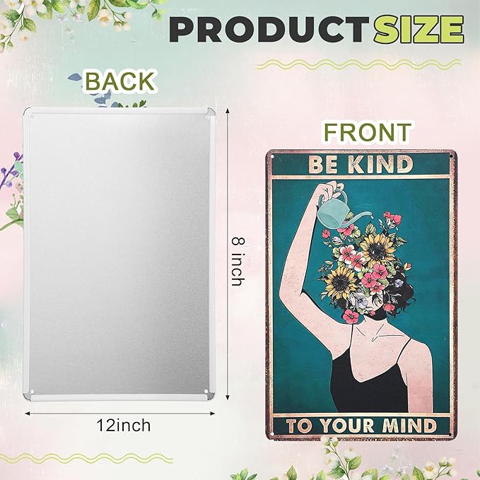 MorningRo 2 Pcs Funny Metal Tin Garden Sign 12'' x 8'' Gifts for Plant Lovers Women Grandma Mom Garden Decor Metal Tin Sign for Farmhouse Greenhouse Patio Yard Wall Decor Indoor Outdoor(Girls)