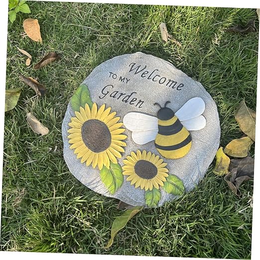 Milisten Outdoor Decorative Resin Stepping Stone Unique Footstep Design for Garden Pathway Weather-Resistant Accent for Lawn and Patio Decor and Sunflower Theme