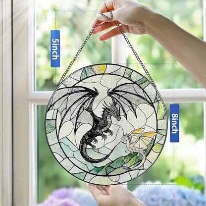 Stained Glass Window Hanging, Pauyadu 8 Inch Dragon Suncatcher Ornament, Stained Glass Suncatcher, Window Decor, Dragon Lovers Gifts, Gifts for Women, Men, and Friends