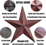 VIVICOMFY 36" Large Barn Star-Red Black Barn Star Outdoor Decoration-Metal Stars for Outside Texas Stars Art Rustic Vintage Western Country Home Farmhouse Primitive House Decor- Primitive Wall Décor