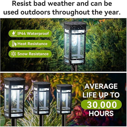 EXCMARK 8 Pack Solar Lights Outdoor Waterproof for Garden Pathway Walkway Driveway Yard Lawn Decorative Landscape Lighting. (Cool White Light, 8)