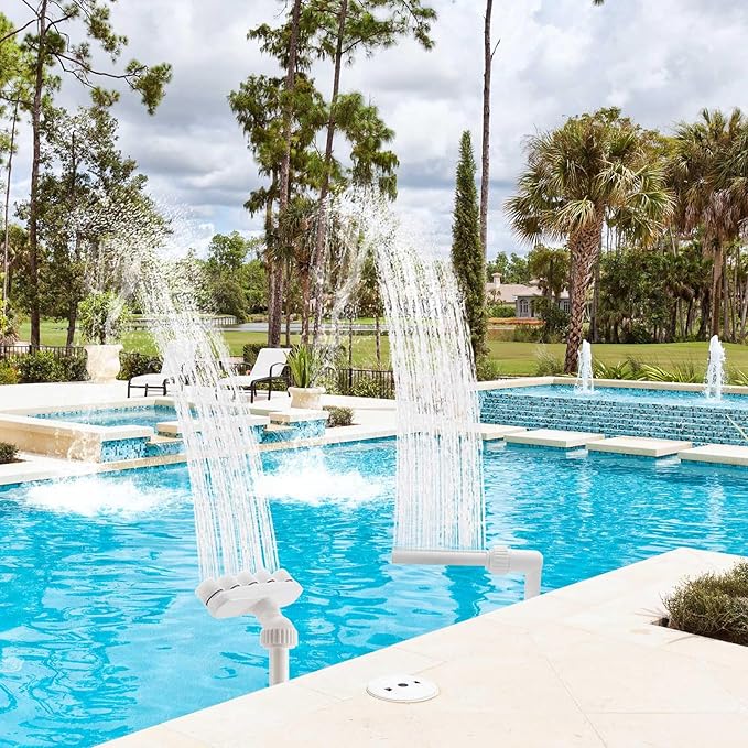 2-Pack Pool Fountain - Single Spray + 5-Nozzle Water Fountains for Above and In-Ground Pools, 360° Adjustable Swimming Spa Accessories Decoration Summer Water Temperatures Cooling.