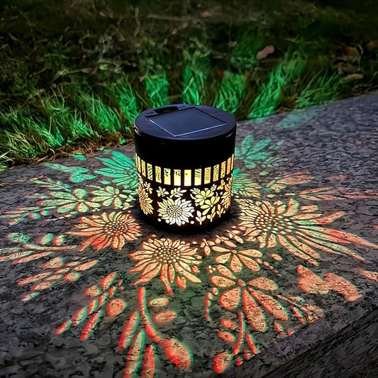 Decorative Solar Mandala Lights Outdoor Waterproof LED Metal Solar Powered Wall Fence Lights for Garden Yard Deck Step Patio Pool Lawn Back Yard Exterior Wall Decorative Lighting(#F,1PC)