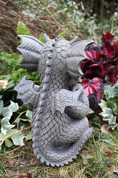 Pacific Giftware Garden Dragon Thinker Dragon Garden Display Decorative Accent Sculpture Stone Finish 10 Inch Tall