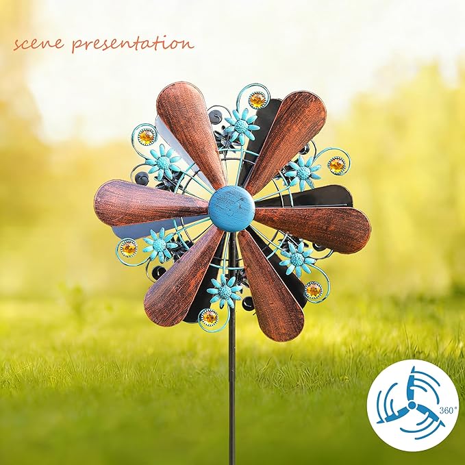 WENYLE Wind Spinners Outdoor Metal Large 360 Degrees Kinetic Wind Sculptures& Spinners Yard Art Outdoor Garden Decor