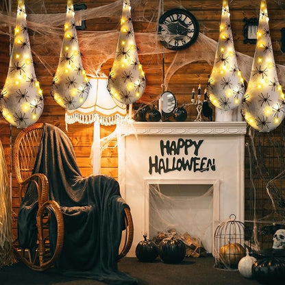 12 Pack Halloween Spider Hanging Egg Sacks Halloween Spider Sacks Decoration Large Props White Webs for Yard Haunted House Lawn Tree Outdoor Party Decor(Yellow)