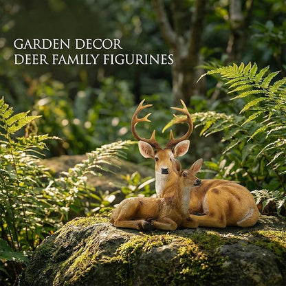 XTAPAN Doe & Buck Statue Figurines Deer Animal Sculpture Gift Home Decor,Office or Outdoor Garden Statue Woodland Decoration