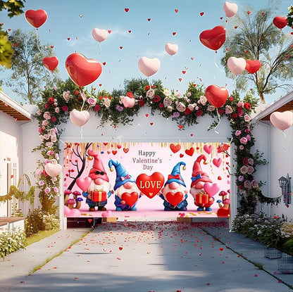 Valentine’s Day Garage Door Banner 157.5x70.9in Large Love Garage Door Cover Outdoor Valentine Decorations for House Exterior Yard Party Decor with Grommets and Rope