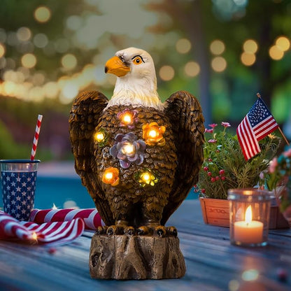 TAKE ME Gardening Gifts Outdoor Decor Eagle Solar Lights Garden Gifts for Eagle Lovers Birthday Gifts for Women Garden Decor Patio Yard Decor (Brown Eagle)