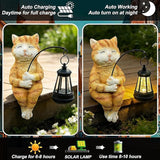 Teaeeno Cat Outdoor Statues for Garden Outside Decor with Solar Lantern Clearance for Yard Art Lawn Ornaments Porch Patio Balcony Home House for Grandma Mom Women