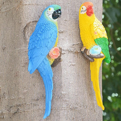 coolboy Hanging Parrot Decor,Bird Statues,Tropical Real Resin Bird Figurines,Home Ornament Decor for Tiki Bar,Perfect for Yard Ornaments,Tree Decorations Outdoor,Patio,Lawn,Tree Trunk, Porch