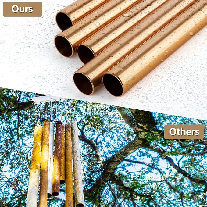 Sympathy Wind Chimes for Loss of Loved One, Memorial Windchimes for Lost Father Mother, Remembrance Bereavement Gift with Card, in Memory of Dad Mom Metal Funeral Decor for Garden Outdoor (39“ Gold)