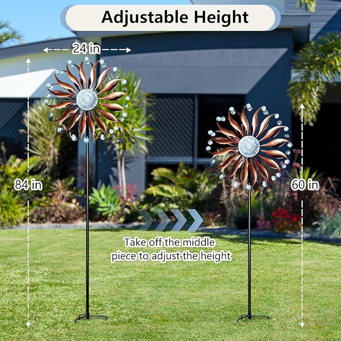 Lariander Wind Spinners Outdoor Metal Large with Stake- 84'' Wind Spinners for Yard and Garden - Windmill for Yard - Ideal Gift Metal Yard Art for Family, Friends, Garden Lovers (Willow Leaf)