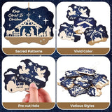 Soaoo 60 Pcs Nativity Scene Christmas Tree Ornament Christian Religious Ornaments Bulk Round Nativity Xmas Tree Hanging Wooden Decorations for Garden Yard Outdoor Home (Square Style)