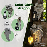 Solar Dragon Statue Outdoor Garden Decor - Medieval Fantasy Yard Art, Whimsical Lawn Ornaments, Unique Decorations Outdoor & Gifts, Weather-Resistant Animal Figurine Gift with Handmade Look