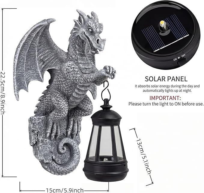 Dragon Tree Hugger Solar Lantern Garden Statue Dragon Lamp Decor Figure Outside Outdoor Yard for Women Mom Grandma