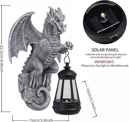 Dragon Tree Hugger Solar Lantern Garden Statue Dragon Lamp Decor Figure Outside Outdoor Yard for Women Mom Grandma